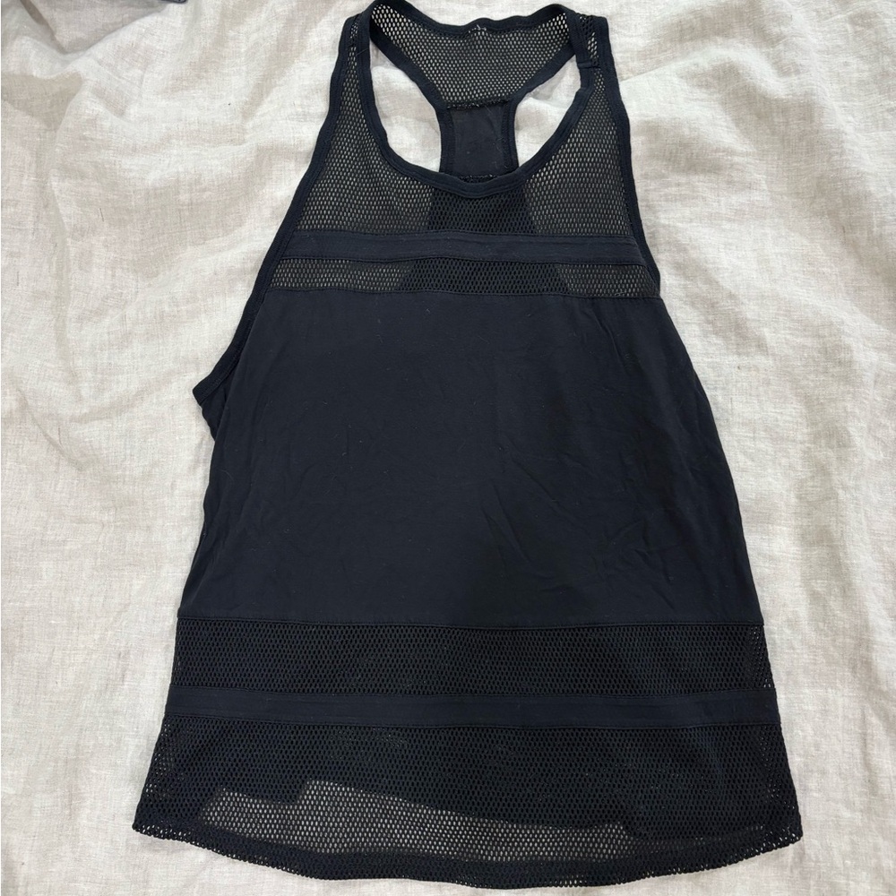 Alo Black Mesh Racerback Tank Top - Picture 3 of 4